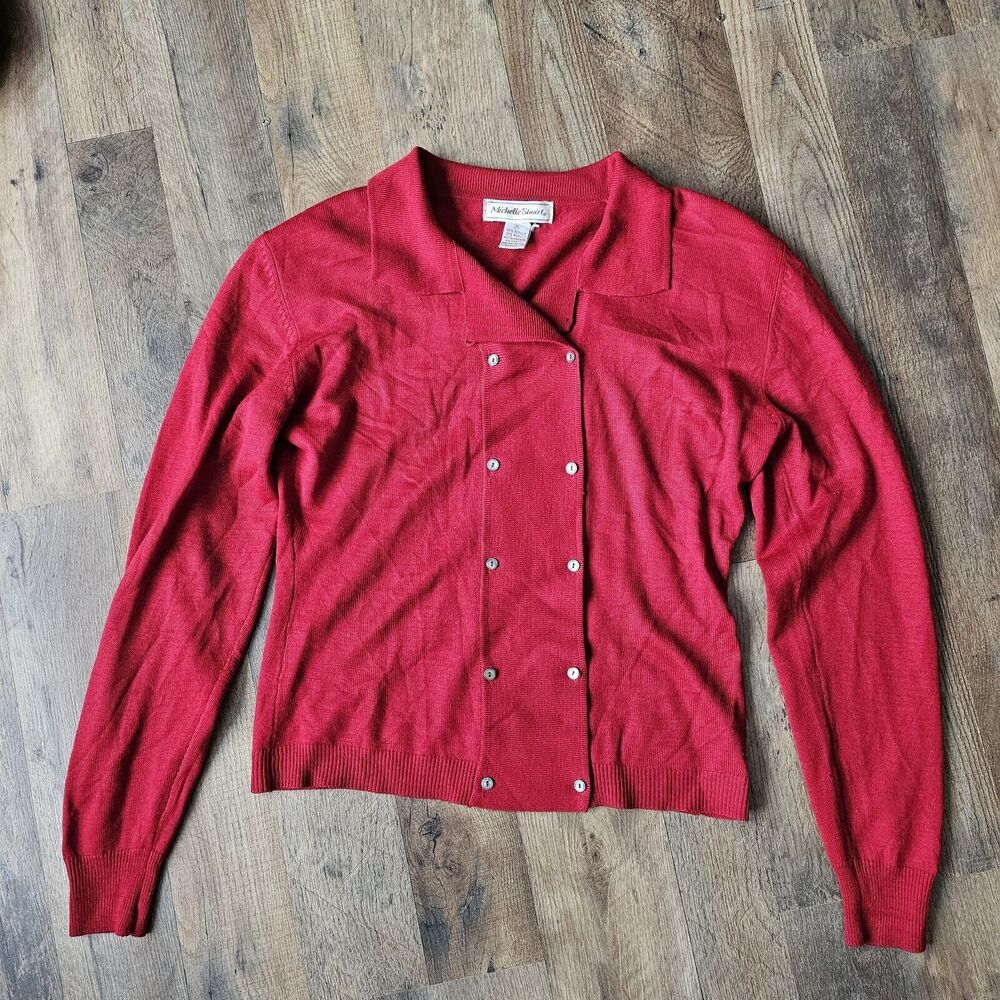 Vintage Michelle Stuart Women's Double Wool Blend Sweater Cardigan